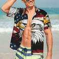 thumbnail image 7 of Gukieu American Bald Eagle Print Men's Short-sleeved Shirts, Button-down Lapel Hawaiian Shirts, T-shirts, Beach Vacation Summer Casual Wear,3X-Large, 7 of 7