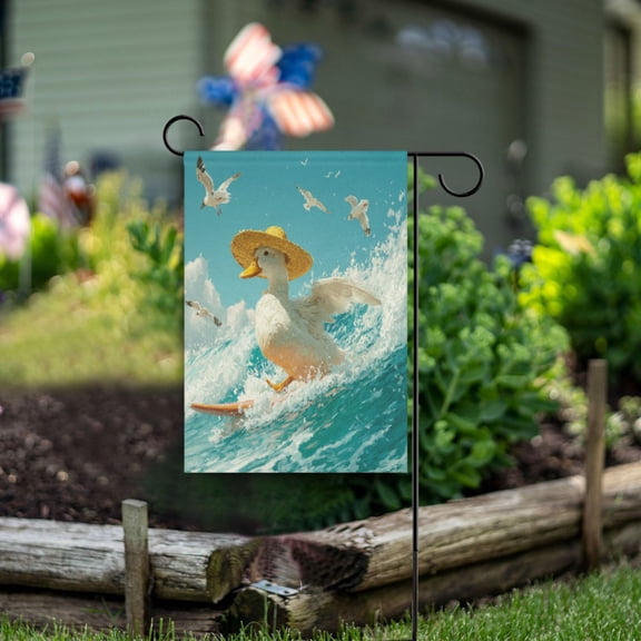 Wobogo White Duck Garden Flag 12×18 Inch Double Sided For Outdoor Yard Decoration