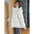 thumbnail image 4 of Women Puffer Jacket Winter Warm Coats Hooded Quilted Jackets with Removable Hood White M, 4 of 8