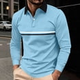 thumbnail image 2 of LODIENY Button Down Collared Golf Shirts for Men Long Sleeve Breathable Lightweight Casual T Shirt Color Block Slim Fit Basic Tops Sky Blue S, 2 of 6