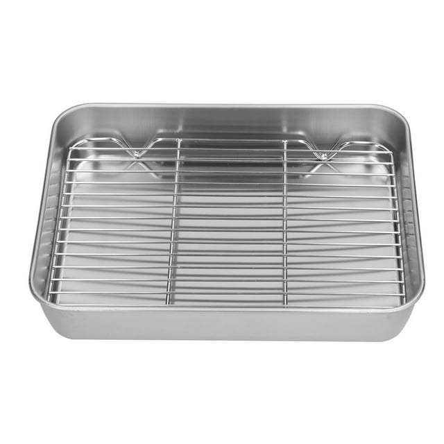 Greensen Rôtissoire avec Grille, Ensemble Rôtissoire et Grille en Acier Inoxydable, Nettoyage Facile, Rôtissoire Rectangulaire avec Grille pour Cuisson et Pâtisserie