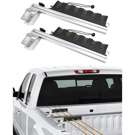 Truck Bed Fishing Rod Holder Adjustable Aluminum Clamp on Rod Holder Can Hold 6 Fishing Rods Compatible with Truck Bed or Boat Pickup Truck Bed$$Sport & Recreation Other
