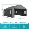 thumbnail image 6 of NETAJE 20'x20' Heavy Duty Portable Outdoor Garage Carport with Side-Opening Door, Roll-up Windows, Four-Hole Base for Car, Black, 6 of 8