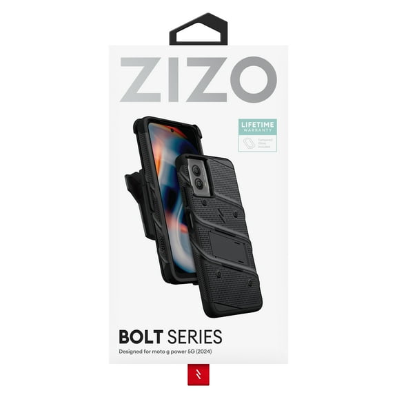 Zizo Bolt Series Case and Holster for Motorola Moto G Power 5G (2024) - Black