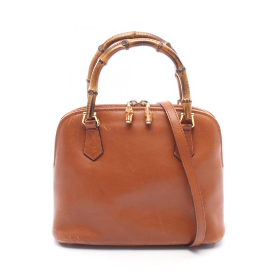 Pre-Owned Gucci Bamboo 2-Way Handbag, Leather, Women's, Brown, 000-2865-0290