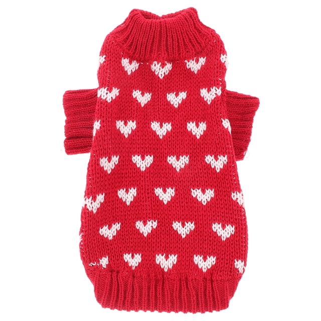 KAKOWELY Suéter de punto para perros pequeños, ropa para perros pequeños, suéter con estampado de corazones para cachorros, suéter de punto para perros pequeños (talla XS)