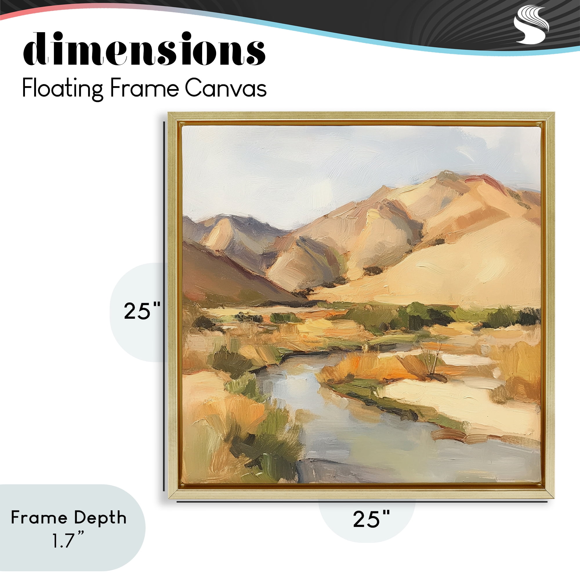 Stupell Industries Wispy Desert River Gold Framed Floater Canvas Wall Art, design by Petal Prints Design