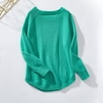 thumbnail image 5 of Fesfesfes Women's Pullover Fall Winter Sweater Leisure Long Sleeve Round Mock Neck Solid Color Tops Solid Color Warmkeeping Comfy Sweater(Green#2,XL), 5 of 8