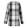 thumbnail image 4 of WTOBBY Women's Plaid Printed Fashionable Long Sleeved Jacket Cardigan, Open Front Casual Cover Up with Front Pockets and Lightweight Design for Spring and Fall,Light Gray S, 4 of 5