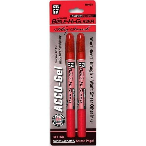 G T Luscombe 161398 Highlighter Accu Gel Hi-Glider, Red - Pack of 2