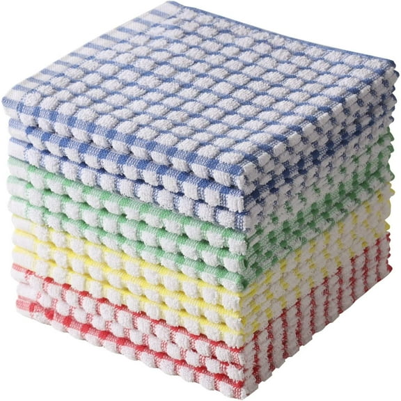 Olurrsia Kitchen Dish Cloths 12pcs, Bulk Cotton Kitchen Dish Wash Cloths Sets