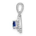 thumbnail image 2 of Diamond2Deal 14K Pendentif Triangle Or Blanc Diamant et Saphir Bleu pour Femmes, 2 of 7