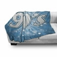 thumbnail image 3 of 90s Soft Flannel Fleece Throw Blanket, 90's Letter and Stars on Striped Background with Circles Party Celebration Themed Artwork, Cozy Plush for Indoor and Outdoor Use, 50" x 70", Blue, by Ambesonne, 3 of 6