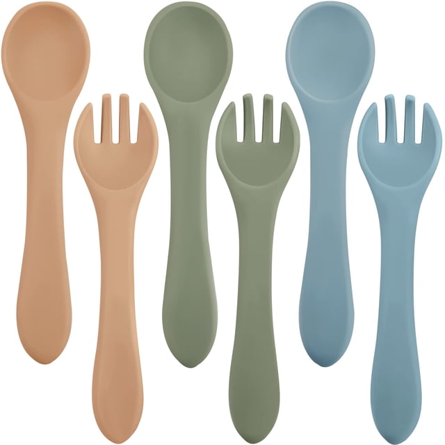 Set de alimentación para bebés Nuenen, tenedores y cucharas de silicona, 6 piezas