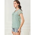 thumbnail image 4 of Blusa de gasa Allegra K con mangas casquillo ligera con volantes Azul claro M, 4 of 6