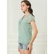 thumbnail image 4 of Blusa de gasa Allegra K con mangas casquillo ligera con volantes Azul claro M, 4 of 6