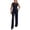 Black, variant on Busydd Business Casual Outfits for Women Round Neck Button Front Vest and Pant Suits Fall Fashion Solid Color Two Piece Sets S