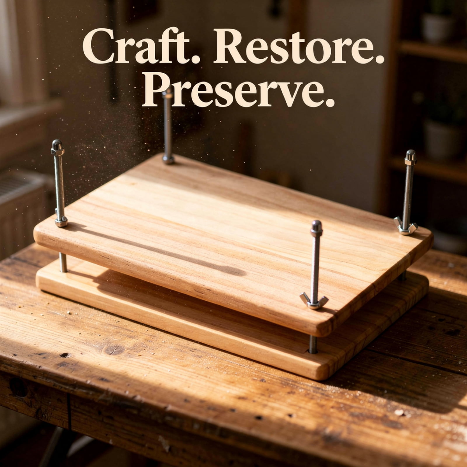 Wooden Bookbinding Press Kit, Portable Solid Wood Repair Clamp with Adjustable Screws, Complete Book Binding Tool Set for Old Book Repair, Handmade Journals, and Paper Craft