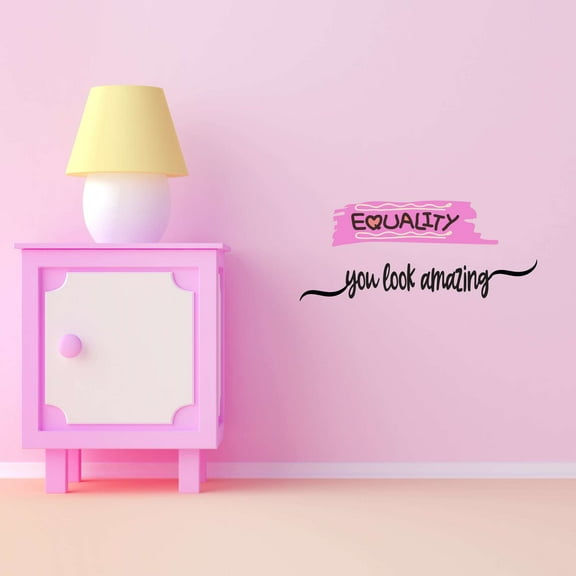 Equality You Look Amazing Love Beautiful Crown Prince Unicorns Royalty Sweet Dreams Decorating Holiday Gift Ideas Bedroom Wall Decal Sticker Girls Rule - Size: 20 In X 8 In
