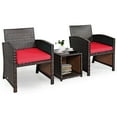 thumbnail image 2 of Costway 3PCS Patio Rattan Wicker Furniture Cushion Sofa Coffee Table Red, 2 of 9