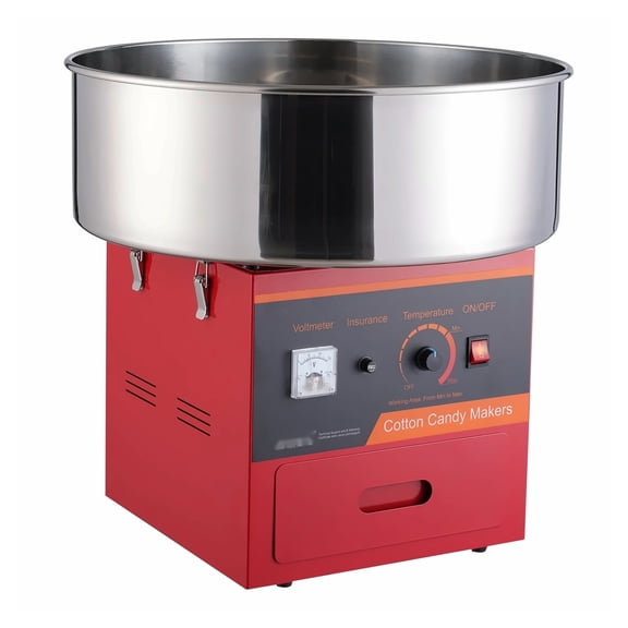Cotton Candy Machine 1000W, Commercial Candy Floss Maker with Bowl, Red - Home Parties, Kids, Family Events, Easy Temp Control, Stainless Steel