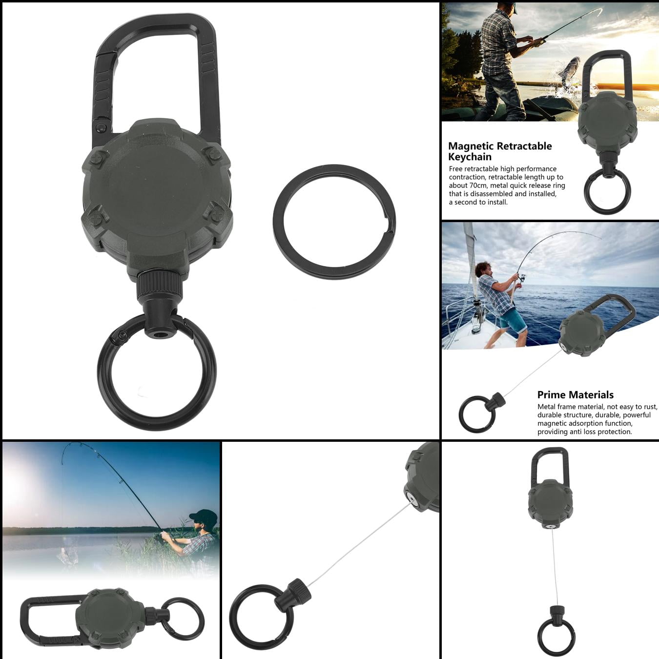 Heavy Duty Retractable Keychain: 70cm Steel Wire, Magnetic Quick Release, Anti,Loss  Durable