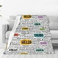 thumbnail image 4 of Salouo Hello Print Bed Blankets,Flannel Blanket Comfortable Air Conditioning Blanket Lightweight Blanket for Sofa Bed Travel & Couch -50"x40", 4 of 8