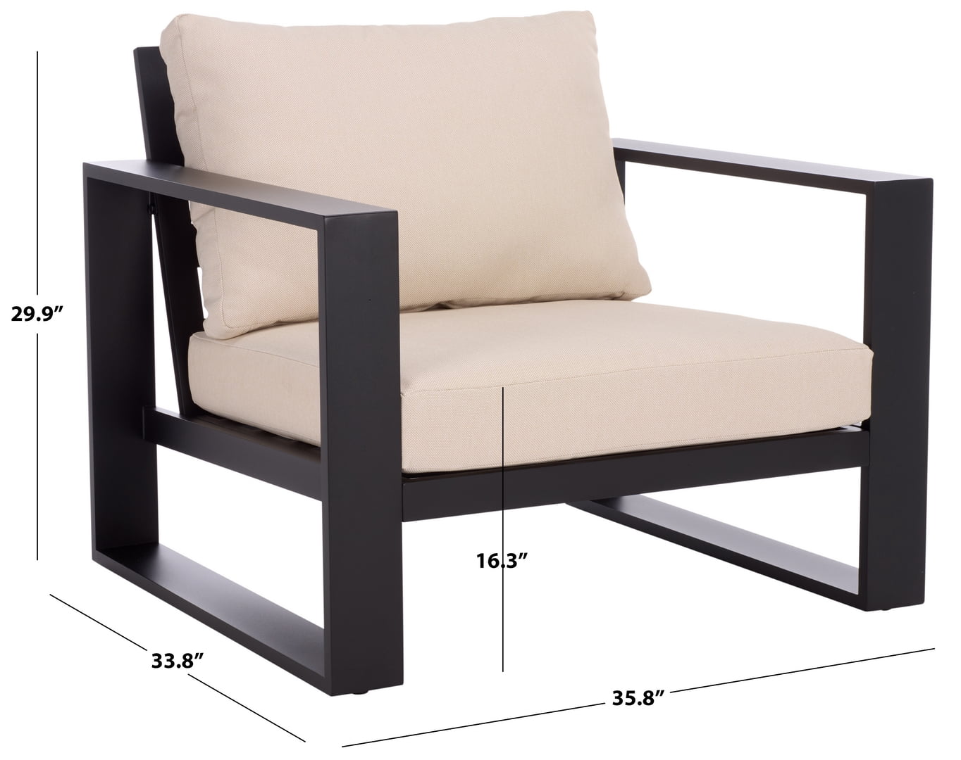 Safavieh Fash Scandinavian Metal and Fabric Armchair, Black/Taupe, Set of 2