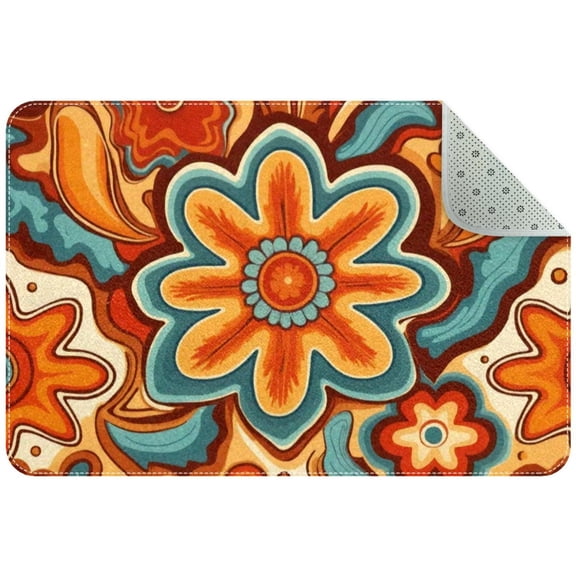 Retro Wild West Surface Design Small Area Rug, Non-Slip Door Mat Indoor Floor Mat, Washable Kitchen Rug Entrance DMat for Bedroom Living Room