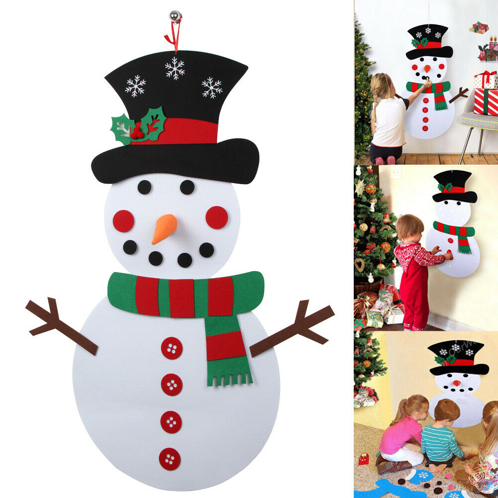 Christmas DIY Felt Snowman Set New Year Kids Gift Toy Wall Hanging