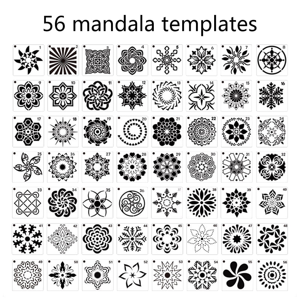 56 pack mandala dot painting templates stencils small