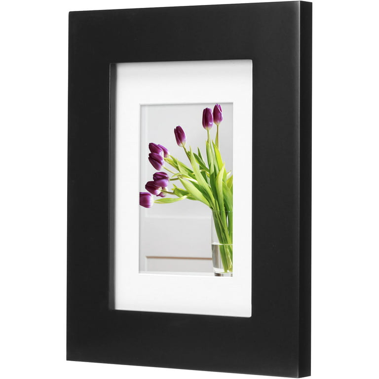 Mainstays Museum 8x8 Matted to 4x4 Flat Wide Gallery Picture Frame, White,  Set of 2