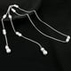 thumbnail image 4 of EeaseMX Collar de novia con colgante de perlas de cristal, espalda descubierta, cadena larga de perlas, borlas y fondo (plata), 4 of 7