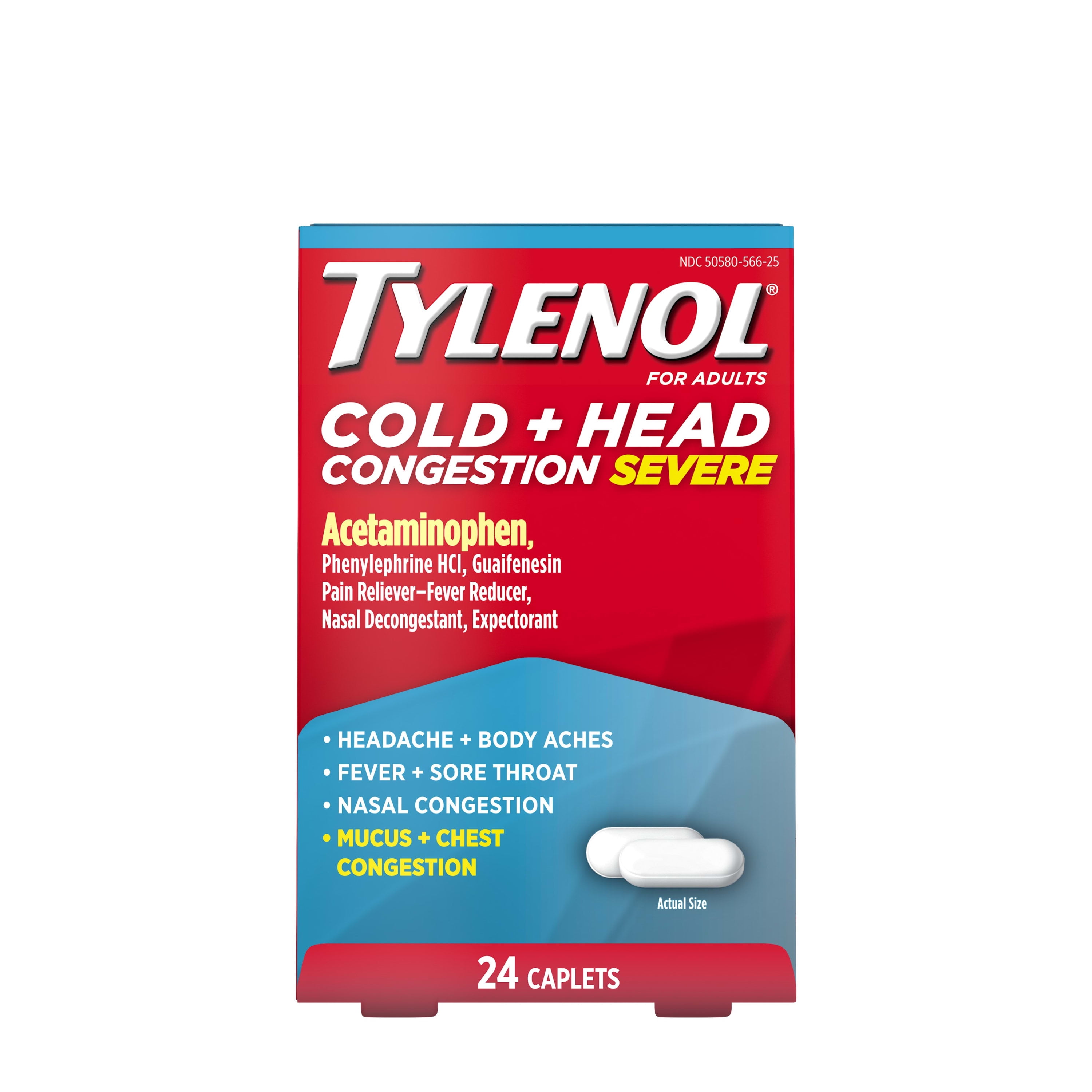 Tylenol Cold + Head Congestion Severe Medicine Caplets, 24 ct.