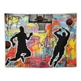 thumbnail image 5 of BCIIG &nbsp;Basketball sports tapestry nostalgic graffiti street art tapestry boy basketball shooting silhouette art tapestry bedroom dorm living room décor&nbsp; 40x30inch, 5 of 6