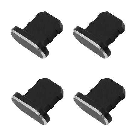 4 Pieces Anti Dust Plugs Charging Port Stopper Cap Soft Housing Slim Case Cover for for 13/12/11-Black
