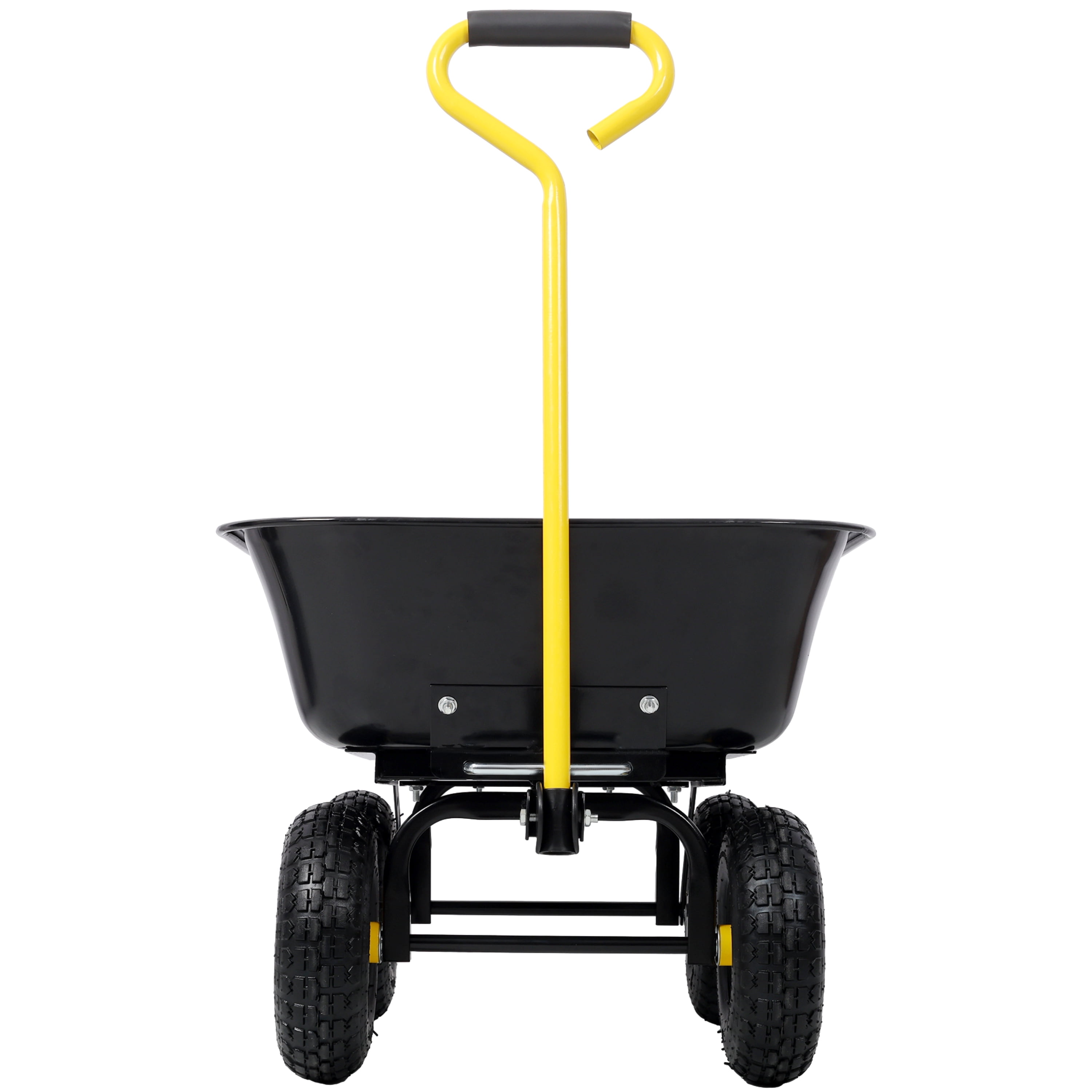 Metal Dumping Cart, 600lb Garden Cart Utility Yard Cart, Black Metal Large Bed,10 Inch Tires, for Lawn, Gardening, Construction