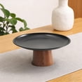 thumbnail image 4 of Frutero con pedestal, plato de fruta redondo, portátil, versátil, con base de madera, bandeja para servir comida para decoración de encimera de S, 4 of 7