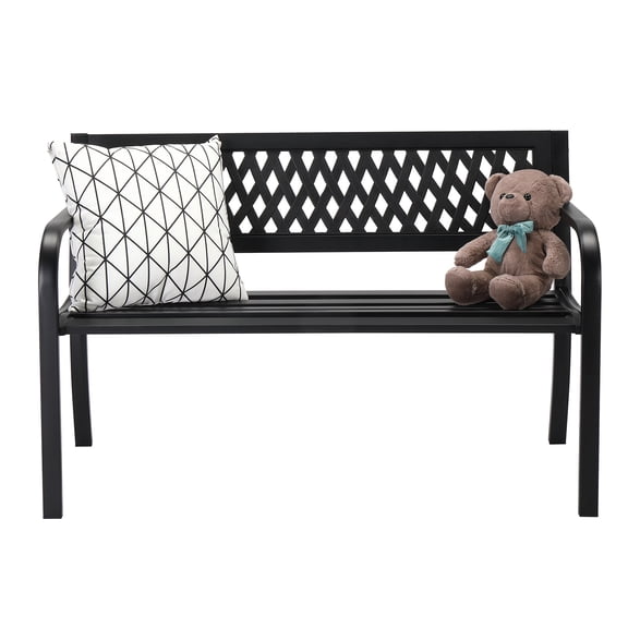 Winado Outdoor Metal Bench Patio Garden Bench Sturdy Steel Frame Furniture for Outdoor,Yard, Park, Porch, Garden