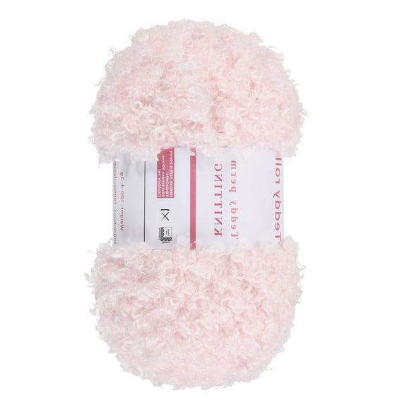 1 Skeins Eyelash Yarn Polyester Yarn Fur Soft Fluffy Chunky Yarn Fuzzy Eyelash Yarn Light Pink for Crocheting Knit DIY Clothes Bag - 55Yard/50m, 3.53oz