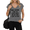 Gray, variant on Women's Funny Quote Graphic V-Neck Short Sleeve T-Shirt White Top Shelf Humor Casual Top