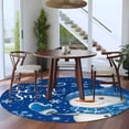 thumbnail image 4 of 7ft Round Rug, Blue Snowman Christmas Non-Skid Rubber Backing Large Area Rugs - Living Room Bedroom Home Office, Xmas Winter Snowflake Let Snow Indoor Floor Mat Carpets Washable Rug, 4 of 9
