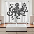 thumbnail image 2 of Ambesonne Saying Kitchen Curtains, Message on Octopus, 55"x39", Charcoal Grey White, 2 of 3