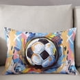 thumbnail image 3 of Sports Football Throw Pillow Cover, Colorful Graffiti Painting Rectangle Decorative Pillow Case Protector Soft Cushion Cover Lumbar Pillowcase for Couch Sofa Bedroom Car Chair Decor 20x26 Inch, 3 of 8