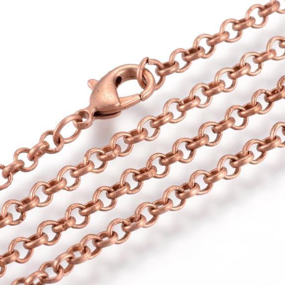 Iron Chains Necklace Making with Lobster Clasps Soldered Red Copper 23.6 inch(60cm)