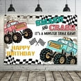 thumbnail image 3 of Truck Theme Happy Birthday Backdrop Smash and Crash It's a Monster Truck Photography Background Boy Kids Birthday Party Banner Cake Table Decor Portraits Photoshoot, 3 of 5