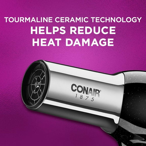1875W Full Size Hair Dryer with Ionic Conditioning, Tourmaline Ceramic Technology for Less Damage and Shine