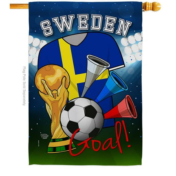 Ornament Collection H192114-BO World Cup Sweden Soccer Sports 28 x 40 in. Double-Sided Decorative Vertical House Flags for Decoration Banner Garden Yard Gift