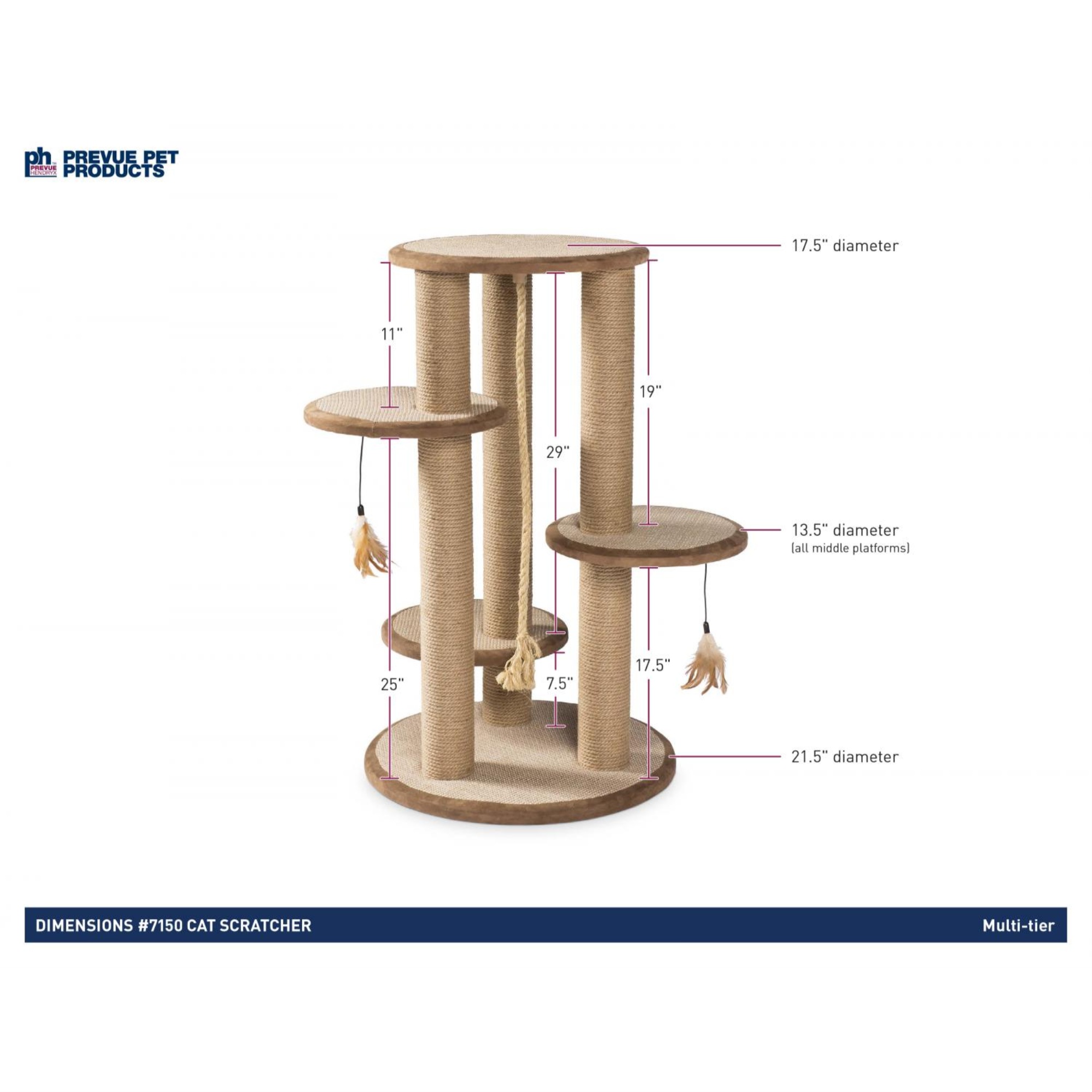 Kitty Power Paws Multi-Tier Cat Scratching Post 37" H