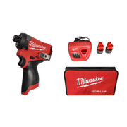 Milwaukee M12 FUEL 1/4" Hex Impact Driver Kit, 1500 in-lbs Torque, Integrated Tri-LED, with (2) 2.0Ah 12V Batteries, Model 3453-22